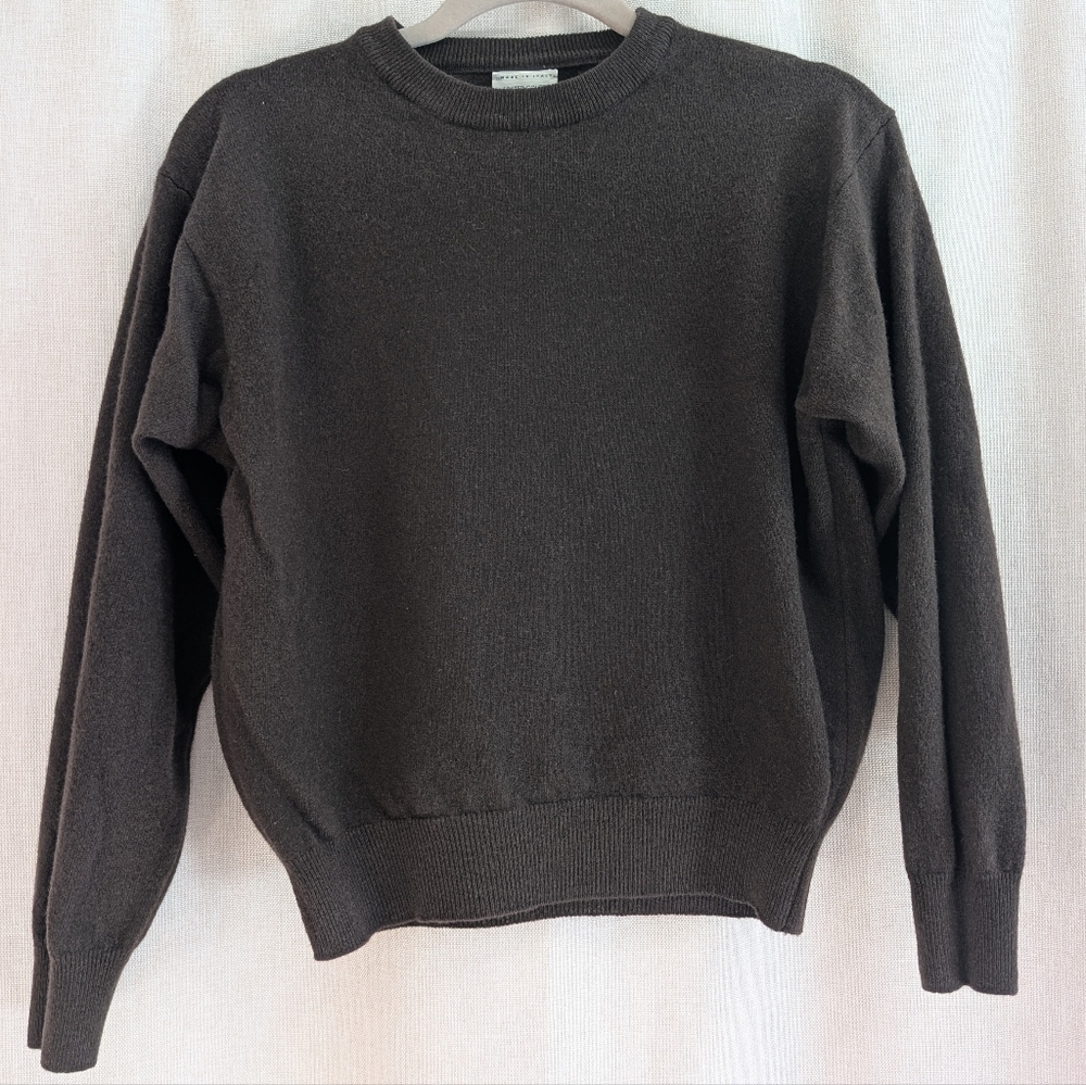United Colors of Benetton Pure Lambswool Sweater Made In Italy Dark Brown Sz XS